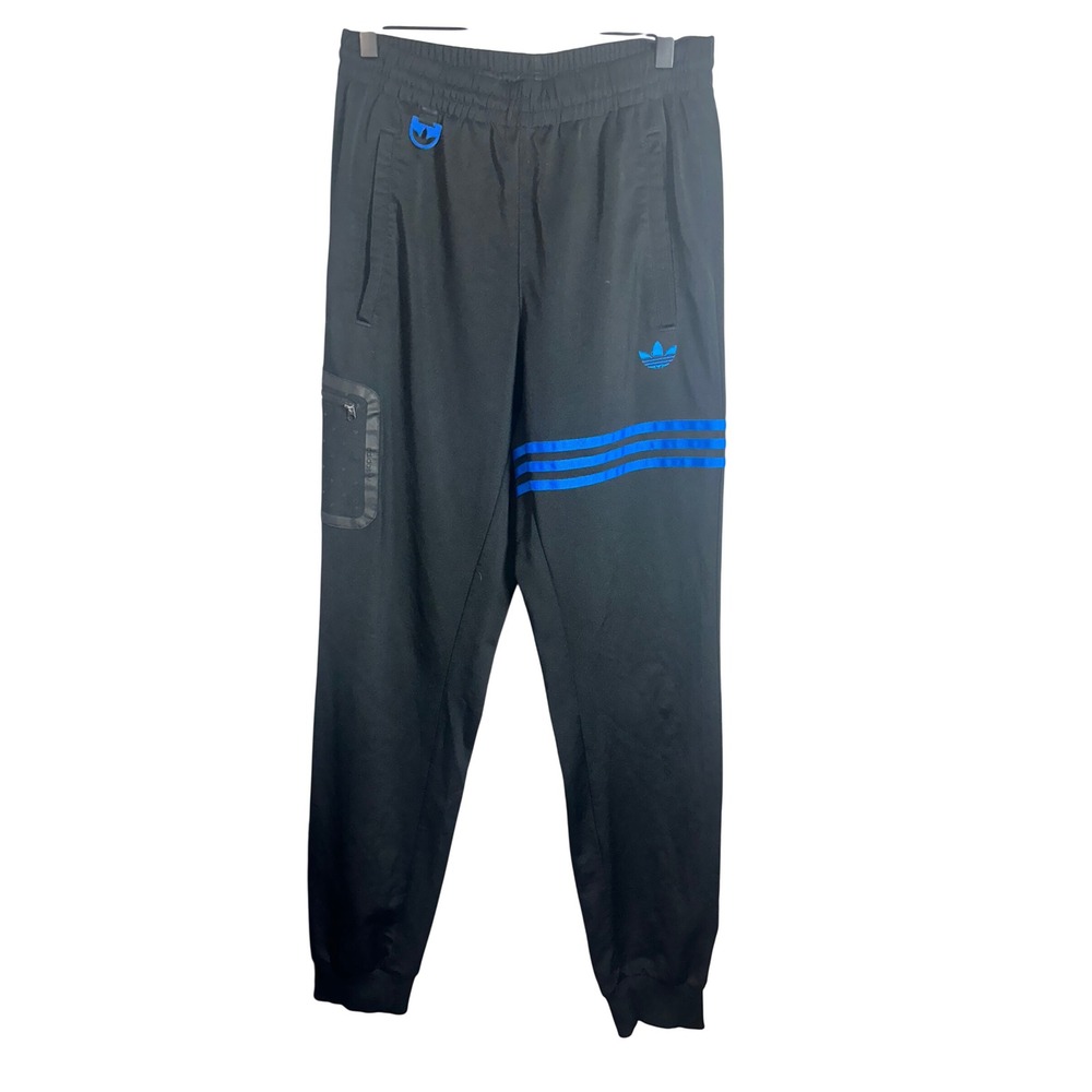 Adidas Originals Mens M33826 Black Blue Trefoil 3-Stripes Cargo Track Pants S
